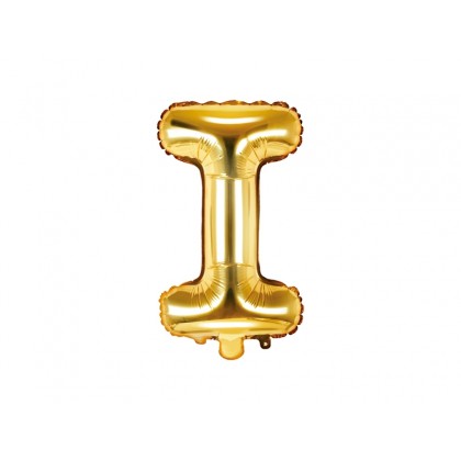 Folinis balionas raidė I auksinė 35 cm
