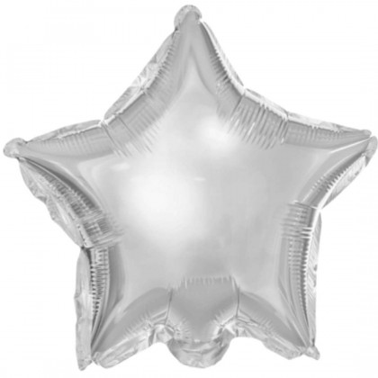  Foliniai balionai "Žvaigždė" 25 cm 25 vnt sidabriniai