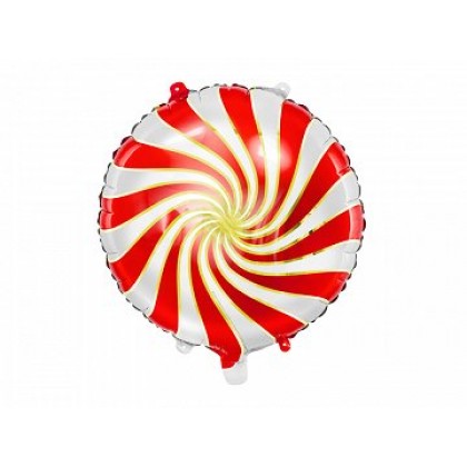 Folinis balionas "Saldainis Candy" balta raudona
