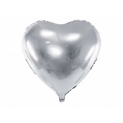 Balionas folinis "Širdelė" sidabrinis 45cm