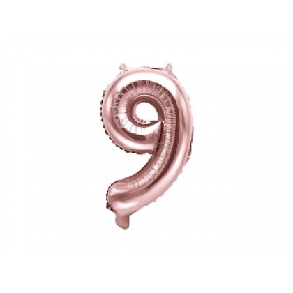 Balionas folinis skaičius 9 šviesiai rožinis 35cm
