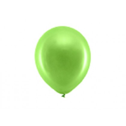 Vaivorykštiniai balionai 23 cm metaliniai šviesiai žali, 100 vnt