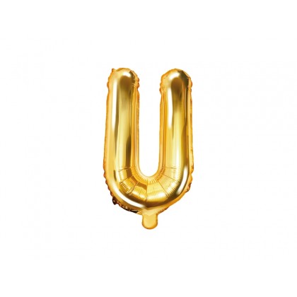Folinis balionas raidė U auksinė 35 cm