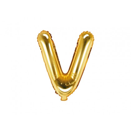 Folinis balionas raidė V auksinė 35 cm
