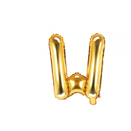 Folinis balionas raidė W auksinė 35 cm