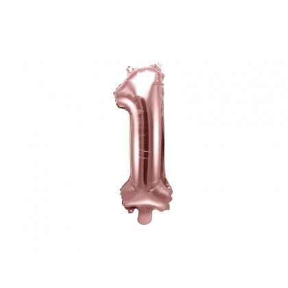 Balionas folinis skaičius 1 šviesiai rožinis 35cm