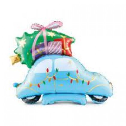 Folinis balionas pastatomas"Kalėdų automobilis" 102&107cm