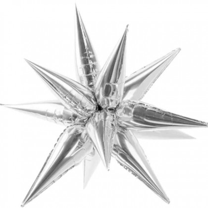 Folinis balionas "Žvaigždė" 95 cm 3D sidabrinė