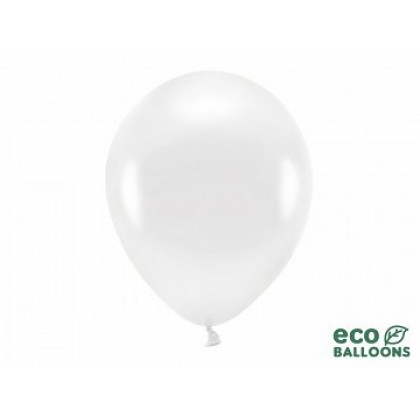ECO balionai  10 vnt,  30 cm blizgantys balti