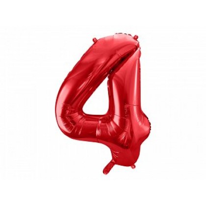 Folinis balionas "4" raudonas, 86 cm