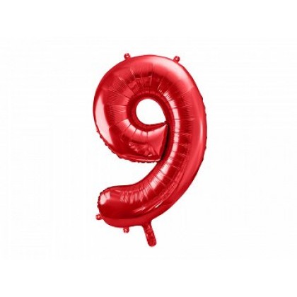 Folinis balionas "9" raudonas, 86 cm