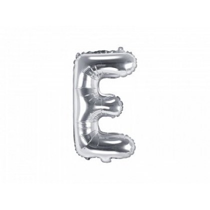 Folinis balionas raidė E sidabrinis 35 cm