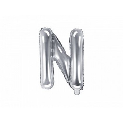 Folinis balionas raidė N sidabrinis 35 cm