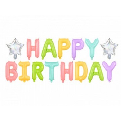 Folinis balionas "Happy Birthday" spalvoti 395&35cm