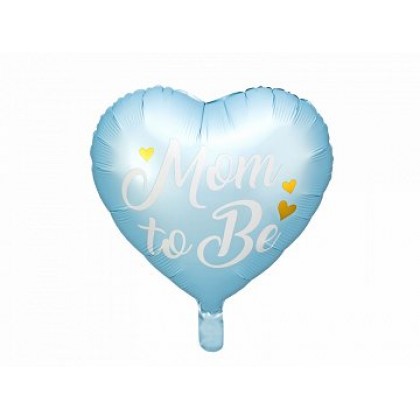 Folinis balionas Širdelė "Mom to Be" 35 cm melsvas
