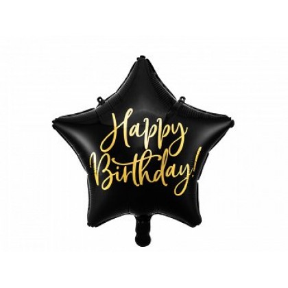 Folinis balionas "Happy Birthday" 40 cm juodas