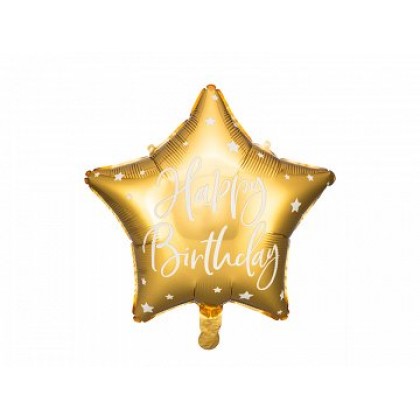 Folinis balionas "Happy Birthday" 40 cm auksinis