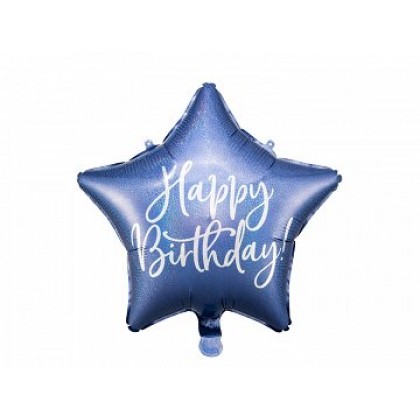 Folinis balionas "Happy Birthday" 40 cm mėlynas