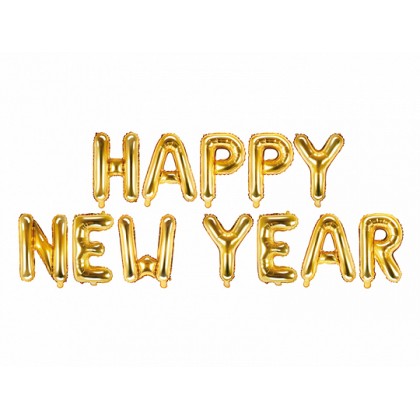 Balionas folinis auksinis "Happy New Year"