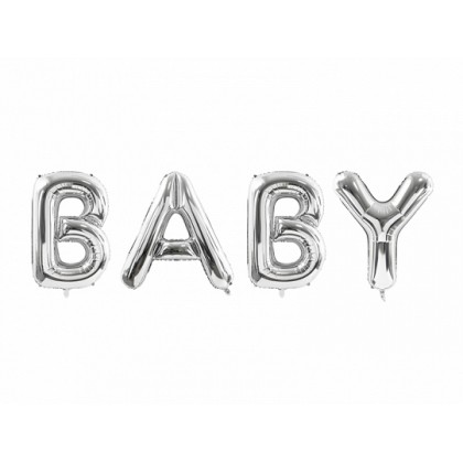 Folinis balionas " BABY" sidabrinis 262&86 cm