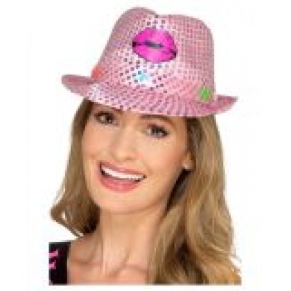 Disco skrybelė rožinė blizganti šviečianti